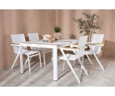 Lauko baldų komplektas Venture Design Valgomojo stalo ir kėdžių komplektas 150x100 cm baltas