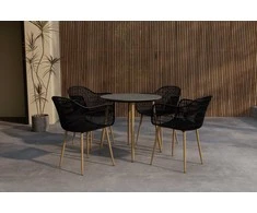 Lauko baldų komplektas Venture Design Valgomojo komplektas Anafi apvalus 80 cm juodas medis