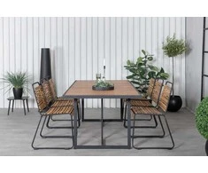 Lauko baldų komplektas Venture Design Valgomojo stalo ir kėdžių komplektas 200x100 cm Juoda Akacija Plienas