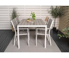 Lauko baldų komplektas Venture Design Valgomojo stalas ir kėdžių komplektas 150x90 cm, baltas Aintwood