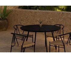 Lauko baldų komplektas Venture Design Valgomojo komplektas San Vito stalas su 4 Alfons kėdėmis 120 cm juodas