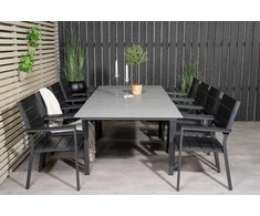 Lauko baldų komplektas Venture Design Valgomojo stalas ir kėdžių komplektas Levels 160x240x90 cm Juodas Lauko