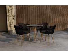 Lauko baldų komplektas Venture Design Valgomojo komplektas Anafi apvalus 80 cm juodas medis