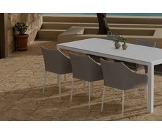 Lauko baldų komplektas Venture Design Valgomojo komplektas Break stalas su 6 Spoga kėdėmis, balta pilka, lauko baldai