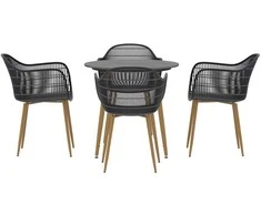 Lauko baldų komplektas Venture Design Valgomojo komplektas Anafi apvalus 80 cm juodas medis