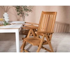 Lauko baldų komplektas Venture Design Valgomojo stalas ir sulankstomos kėdės rinkinys 150x100 cm, baltas tikas