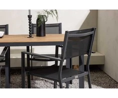 Lauko baldų komplektas Venture Design Valgomojo komplektas Break valgomojo stalas ir Copacabana sulankstomos kėdės 90x150 cm juoda