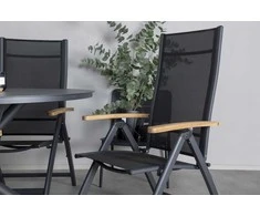 Lauko baldų komplektas Venture Design Valgomojo stalas ir kėdžių komplektas Alma 120 cm juodas
