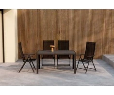 Lauko baldų komplektas Venture Design Valgomojo komplektas Mirko valgomojo stalas ir Levanzo valgomojo kėdės juodos lauko