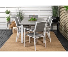 Lauko baldų komplektas Venture Design Valgomojo stalas ir kėdžių komplektas 152x210x90 cm, baltas Aintwood