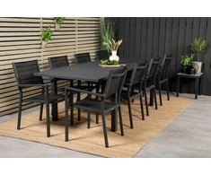 Lauko baldų komplektas Venture Design Valgomojo komplektas Marbella stalas 160x240 cm juodas Textilene