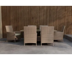Lauko baldų komplektas Venture Design Valgomojo komplektas Lefkas ruda plienas ratanas