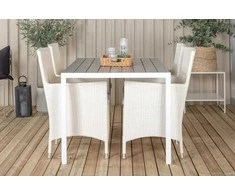 Lauko baldų komplektas Venture Design Valgomojo stalas ir fotelio komplektas 150x90 cm Balta Pilka Aintwood Rotangas