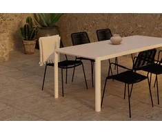 Lauko baldų komplektas Venture Design Valgomojo komplektas Giardini stalas su 6 Lindos kėdėmis, smėlio spalvos, juodos spalvos, lauko baldai