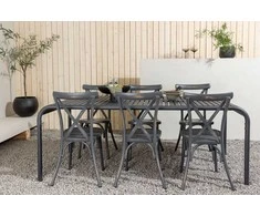 Lauko baldų komplektas Venture Design Valgomojo stalas ir kėdžių komplektas Borneo Tablas 200x100x75 cm juodas aliuminis