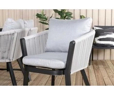 Lauko baldų komplektas Venture Design Valgomojo stalas ir kėdžių komplektas 200x100 cm Juodas tikas Pilka Lauko baldai