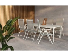 Lauko baldų komplektas Venture Design Valgomojo komplektas Giardini valgomojo stalas ir Break valgomojo kėdės, smėlio spalvos, aliuminis