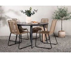 Venture Design Valgomojo komplektas Break apvalus valgomojo stalas 120 cm juodas