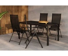 Lauko baldų komplektas Venture Design Valgomojo komplektas Giardini valgomojo stalas ir Levanzo valgomojo kėdės juodos spalvos aliuminis ir plienas