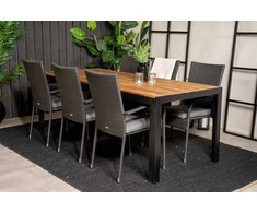 Lauko baldų komplektas Venture Design Valgomojo stalas ir fotelio komplektas 200x100 cm Juoda Akacija Sulankstomas