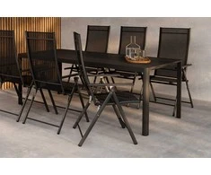 Lauko baldų komplektas Venture Design Valgomojo komplektas Giardini valgomojo stalas ir Levanzo kėdės juodos spalvos aliuminis ir plienas