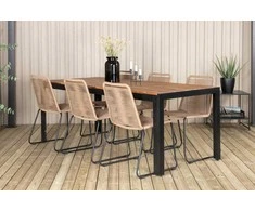 Lauko baldų komplektas Venture Design Valgomojo stalas ir sulankstomos kėdės rinkinys 205x90 cm Juoda Akacija Lauko Baldai