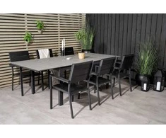 Lauko baldų komplektas Venture Design Valgomojo stalas ir kėdžių komplektas Levels 160x240x90 cm Juoda Aintwood