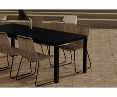 Lauko baldų komplektas Venture Design Valgomojo komplektas Mirko stalas su 6 Lindos kėdėmis, juoda, ruda, lauko