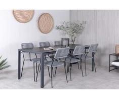Lauko baldų komplektas Venture Design Valgomojo komplektas Stalas 205x90 cm Juodas Krėslas Juodas Pilkas Lauko