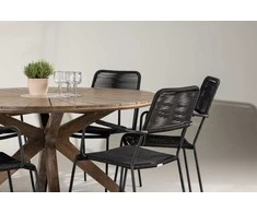 Lauko baldų komplektas Venture Design Valgomojo komplektas Rosario valgomojo stalas ir Lindos foteliai 140 cm Rudas Juodas Lauko baldai
