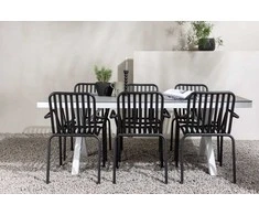 Lauko baldų komplektas Venture Design Valgomojo stalas ir kėdžių komplektas 200x100 cm, baltas aliuminis