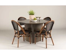Lauko baldų komplektas Venture Design Valgomojo komplektas Santa Fe valgomojo stalas ir Guarda Café kėdė 120 cm ruda juoda aliuminis