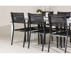 Lauko baldų komplektas Venture Design Valgomojo komplektas Break ir Copacabana 205x75 cm Balta Juoda Lauko baldai