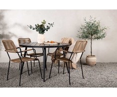Lauko baldų komplektas Venture Design Valgomojo komplektas Break apvalus valgomojo stalas 120 cm juodas