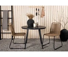 Venture Design Valgomojo stalas ir kėdžių komplektas 90x90 cm juodas smėlio spalvos aliuminio virvė