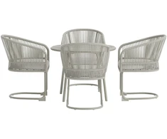 Lauko baldų komplektas Venture Design Valgomojo komplektas Tilos Apvalus Šviesiai pilkas Smėlio spalvos pintas