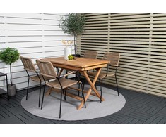 Lauko baldų komplektas Venture Design Valgomojo stalas ir fotelio komplektas 120x70x75 cm Juodas Tikas Plienas Virvė