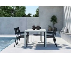 Lauko baldų komplektas Venture Design Valgomojo stalo ir kėdžių komplektas Capo ištraukiamas stalas ir Copacabana kėdės 160x240 cm smėlio spalvos aliuminis
