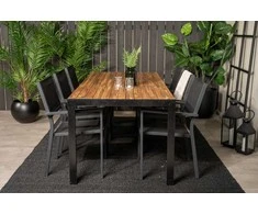 Lauko baldų komplektas Venture Design Valgomojo stalas ir fotelio komplektas 200x100 cm Juoda Akacija Sulankstomas