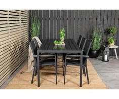 Lauko baldų komplektas Venture Design Valgomojo stalas ir fotelio komplektas 205x90 cm juodas