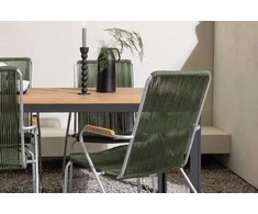 Lauko baldų komplektas Venture Design Valgomojo stalas ir kėdžių komplektas 150x90 cm juodas žalias lauko