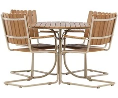 Lauko baldų komplektas Venture Design Valgomojo komplektas Holmsund 110 cm smėlio spalvos poliwoodas