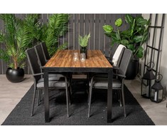 Lauko baldų komplektas Venture Design Valgomojo stalas ir fotelio komplektas 200x100 cm Juoda Akacija Sulankstomas