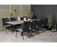 Lauko baldų komplektas Venture Design Valgomojo stalas ir fotelio komplektas Levels 160x240x90 cm juodas Aintwood