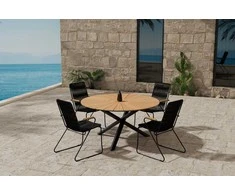 Lauko baldų komplektas Venture Design Valgomojo komplektas Mexico stalas ir Bois kėdės juodos spalvos
