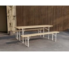 Lauko baldų komplektas Venture Design Valgomojo komplektas, Guiness, smėlio spalvos, teak medžio imitacija