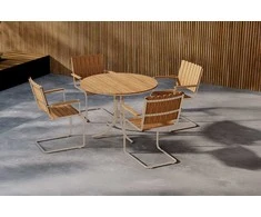Lauko baldų komplektas Venture Design Valgomojo komplektas Holmsund 110 cm smėlio spalvos poliwoodas