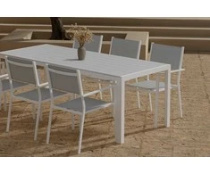 Lauko baldų komplektas Venture Design Valgomojo komplektas Break stalas su 6 Copacabana kėdėmis Balta Pilka Lauko baldai
