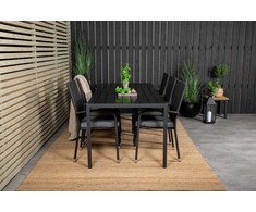Lauko baldų komplektas Venture Design Valgomojo stalas ir fotelio komplektas 205x90 cm, juodas, Aintwood, rotangas, plienas