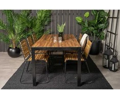 Lauko baldų komplektas Venture Design Valgomojo stalas ir kėdžių komplektas 200x100 cm juoda mediena